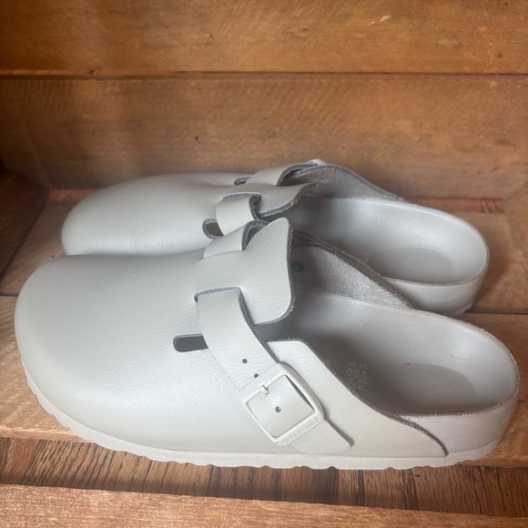 Birkenstock Exquisite Boston Gray Leather Clog Shoes size 39 - Picture 6 of 9